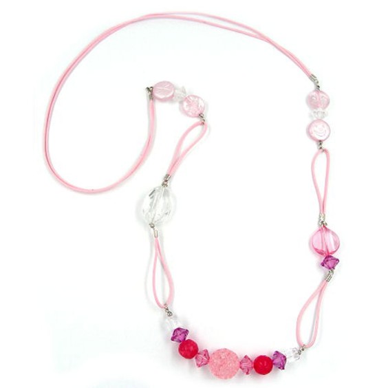 necklace beads pink-rose 90cm