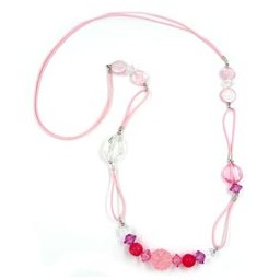 necklace beads pink-rose 90cm