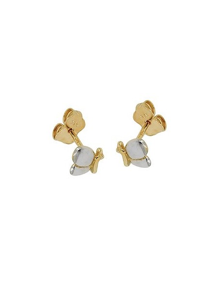 stud earrings 6x5mm butterfly bicolor shiny 9k gold