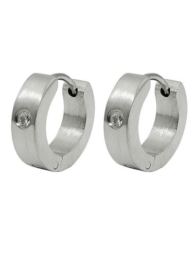 hoop earrings 13x4mm hinged hoops with white glass stone stainless steel