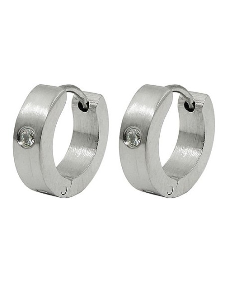 hoop earrings 13x4mm hinged hoops with white glass stone stainless steel