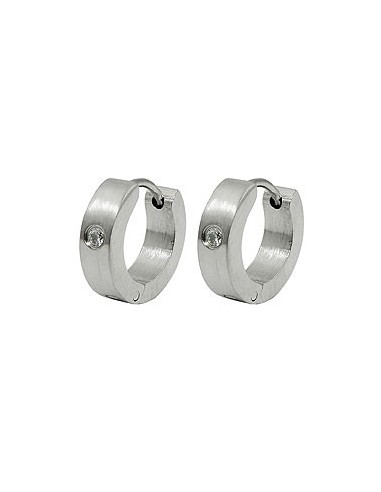hoop earrings 13x4mm hinged hoops with white glass stone stainless steel
