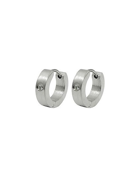 hoop earrings 13x4mm hinged hoops with white glass stone stainless steel