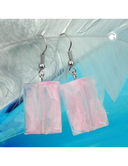 hook earrings pillow bead pink