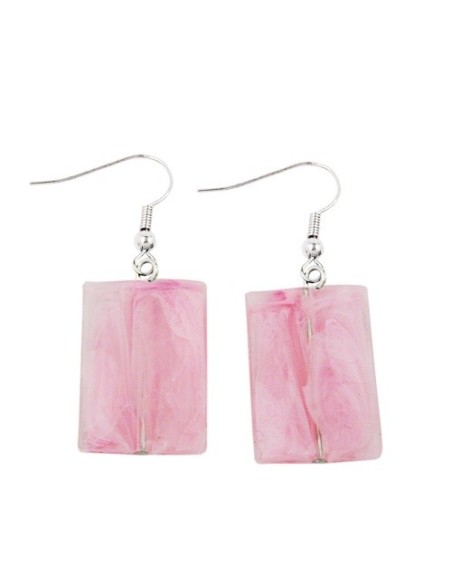 hook earrings pillow bead pink