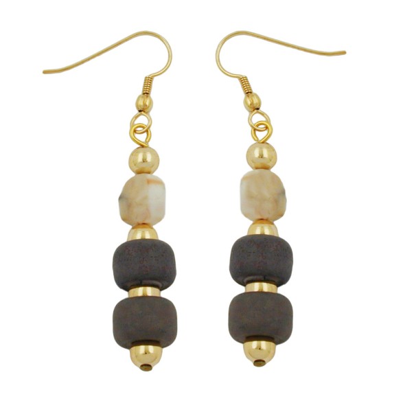 hook earrings grey beige gold coloured