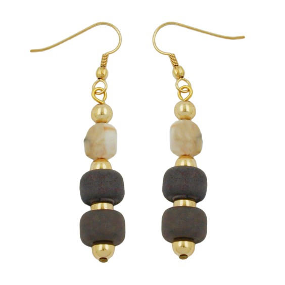 hook earrings grey beige gold coloured