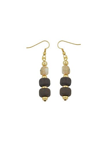 hook earrings grey beige gold coloured