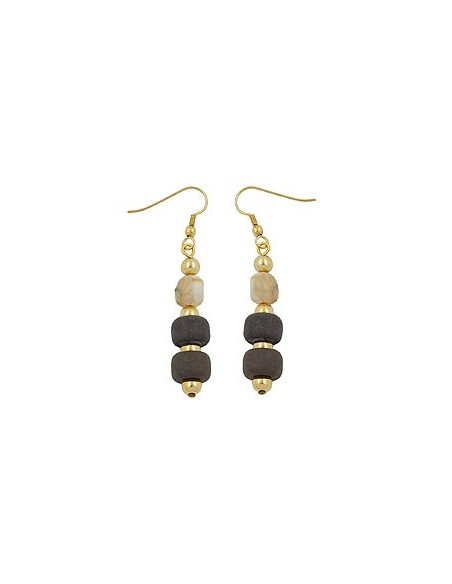 hook earrings grey beige gold coloured