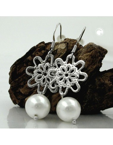 hook earrings bead white wax