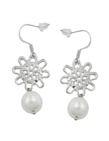 hook earrings bead white wax