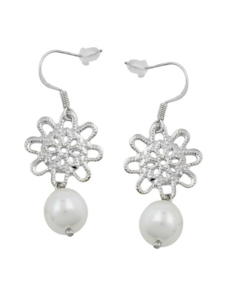 hook earrings bead white wax