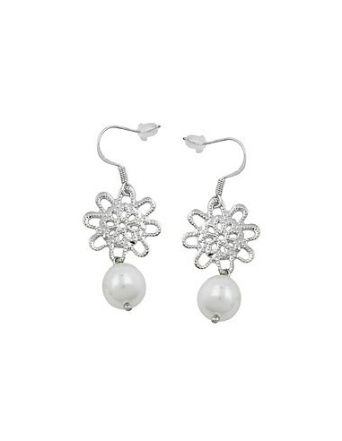 hook earrings bead white wax