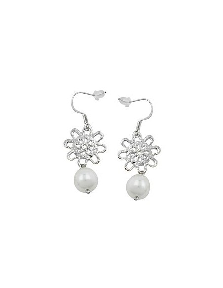 hook earrings bead white wax