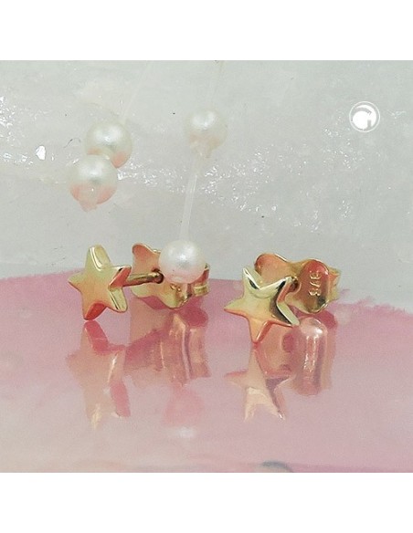 stud earrings 5mm little star shiny 9k gold