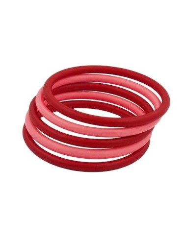 set of 5 bangles plastic 2x red and 3x rose