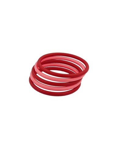 set of 5 bangles plastic 2x red and 3x rose