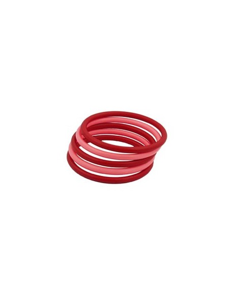 set of 5 bangles plastic 2x red and 3x rose