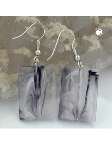 hook earrings pillow bead blue white marbled