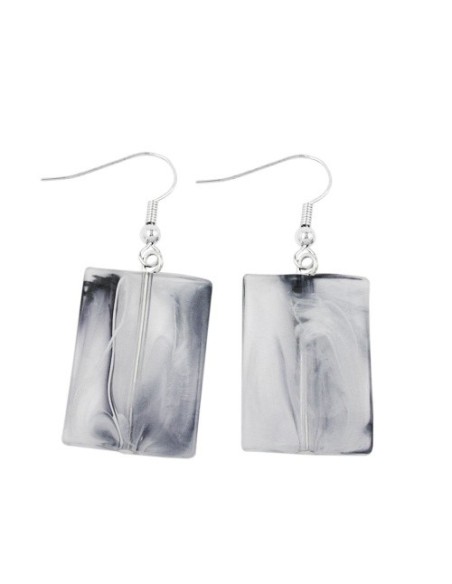 hook earrings pillow bead blue white marbled