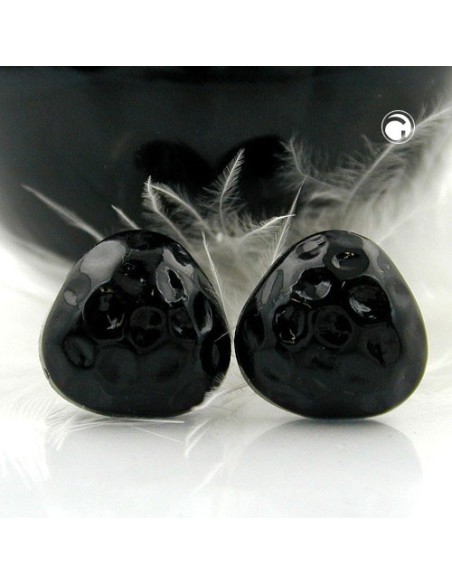 stud earrings triangle hammered black