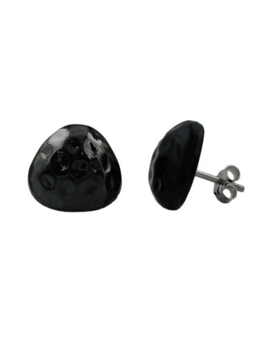 stud earrings triangle hammered black