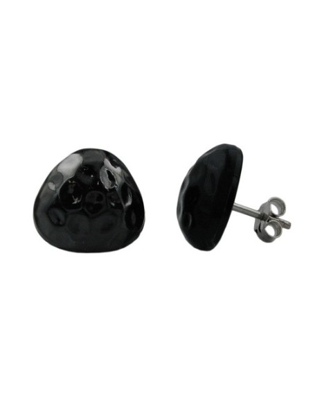 stud earrings triangle hammered black