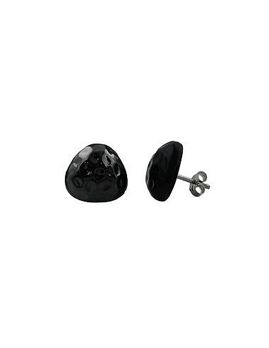 stud earrings triangle hammered black