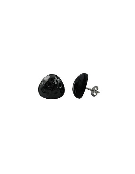 stud earrings triangle hammered black