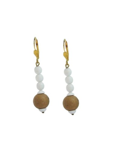 leverback earrings white glass beads