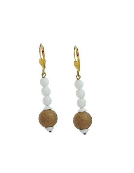 leverback earrings white glass beads