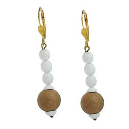 leverback earrings white glass beads