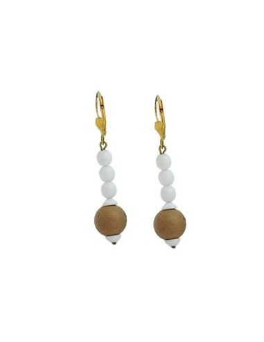 leverback earrings white glass beads