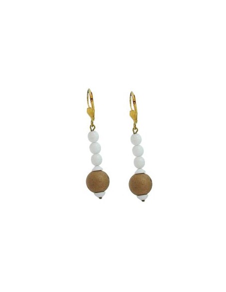 leverback earrings white glass beads