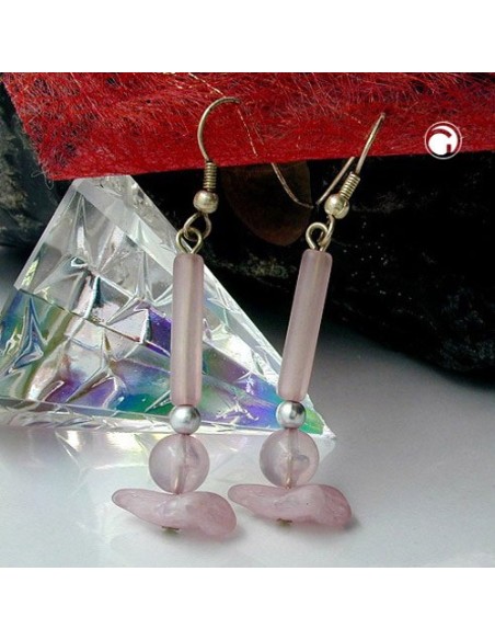 hook earrings lilac beads silver coloured