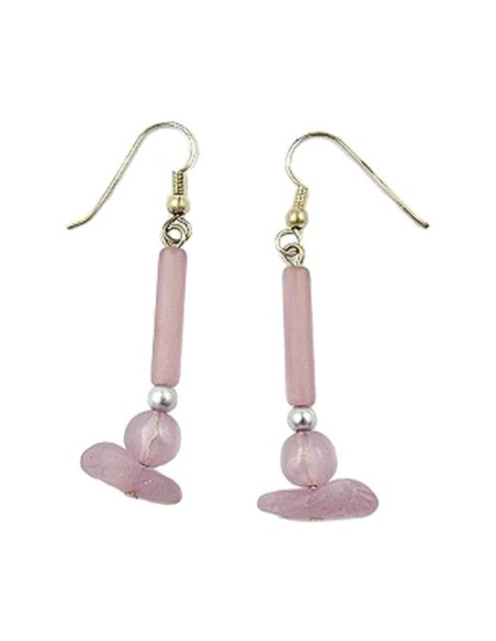 hook earrings lilac beads silver coloured