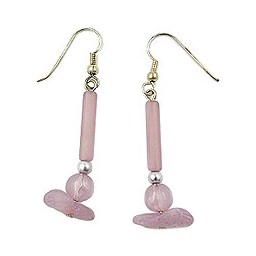 hook earrings lilac beads silver coloured