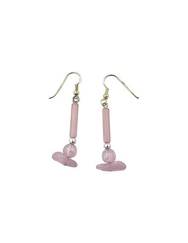 hook earrings lilac beads silver coloured