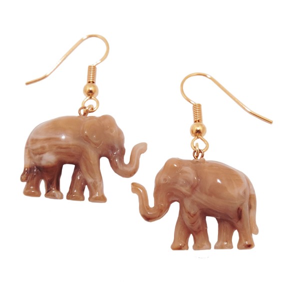 hook earrings elephants brown