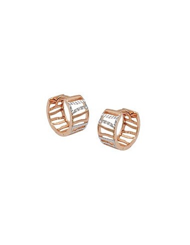 hoop earrings 12x6mm hinged bicolor struts diamond cut 9k rose gold