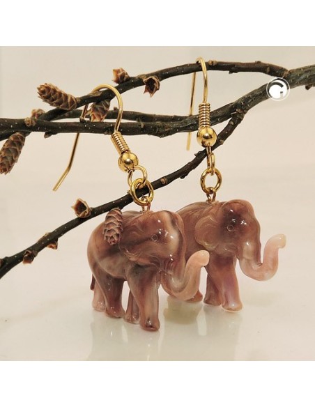 hook earrings elephants brown