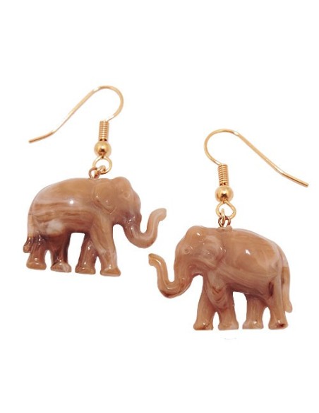 hook earrings elephants brown