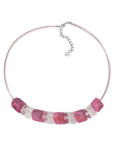 necklace beads pink-marbeled 45cm