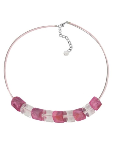 necklace beads pink-marbeled 45cm