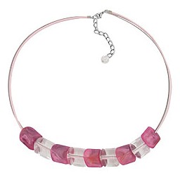 necklace beads pink-marbeled 45cm