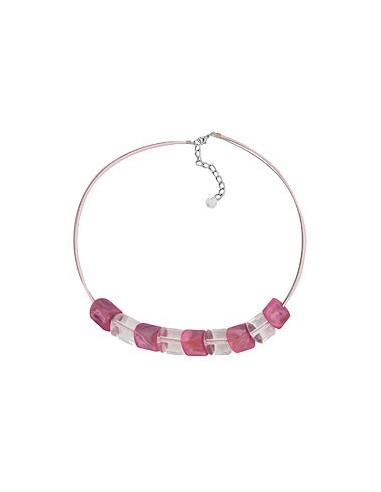 necklace beads pink-marbeled 45cm