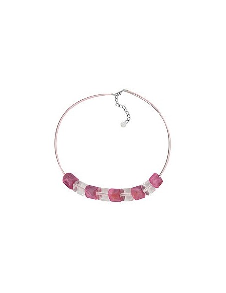 necklace beads pink-marbeled 45cm