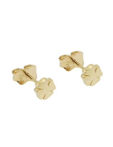 stud earrings 5mm shamrock cloverleaf shiny 9k gold