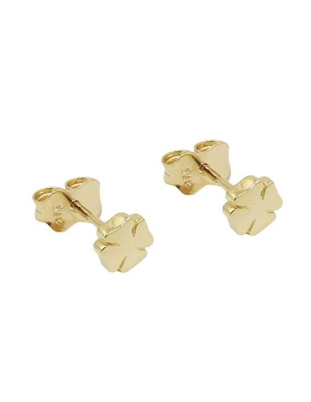 stud earrings 5mm shamrock cloverleaf shiny 9k gold