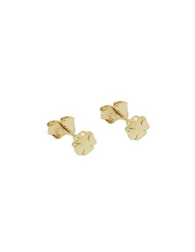 stud earrings 5mm shamrock cloverleaf shiny 9k gold